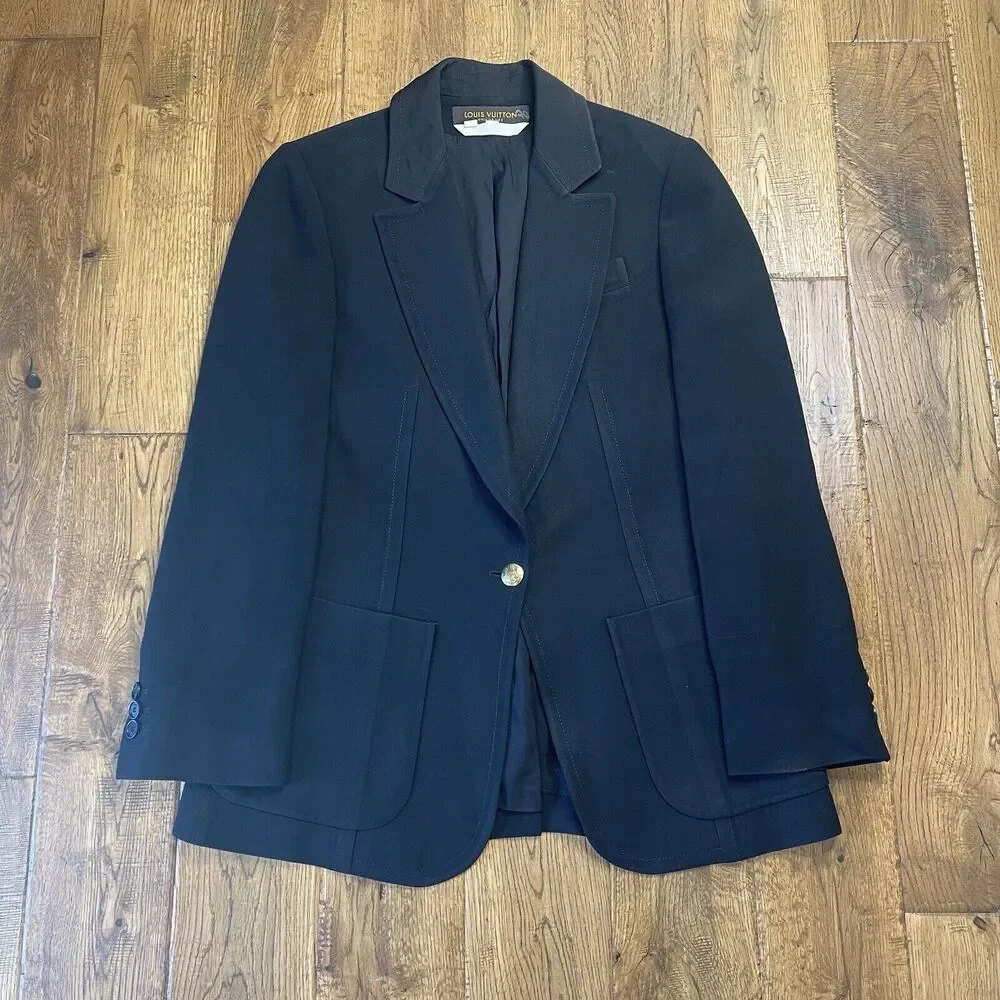 Authentic Louis Vuitton Uniformes Blazer Jacket Black with Gold Accents Sz 40 - Picture 1 of 9